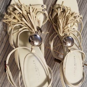 Karen Millen England evening heels open cream